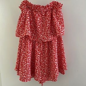 Pink Lily Red and White Floral Mini Dress